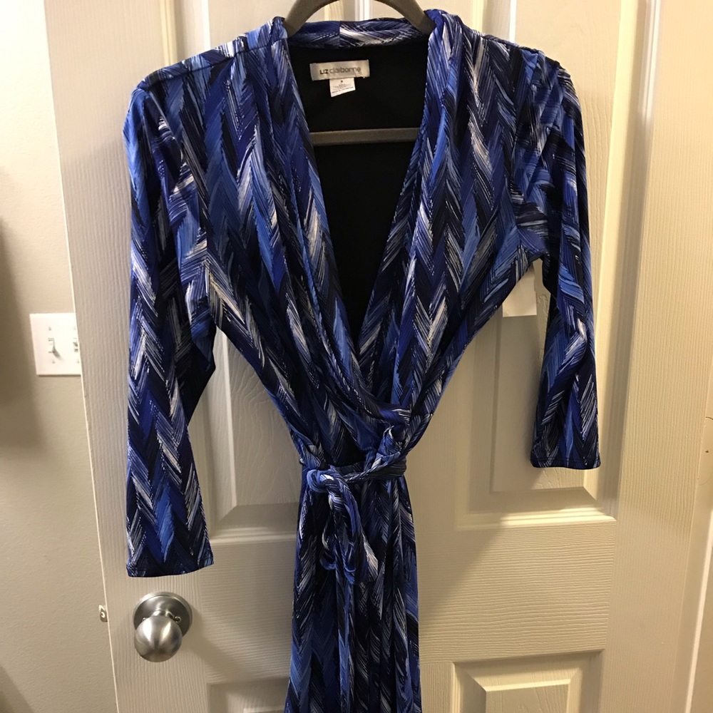 Liz Claiborne Blue Print Wrap Dress
